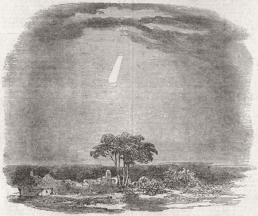 IOW. Meteor seen, Isle of Wight  1852 old antique vintage print picture